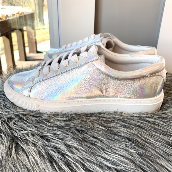 J Slides metallic leather sneakers display pair - Picture 2 of 7